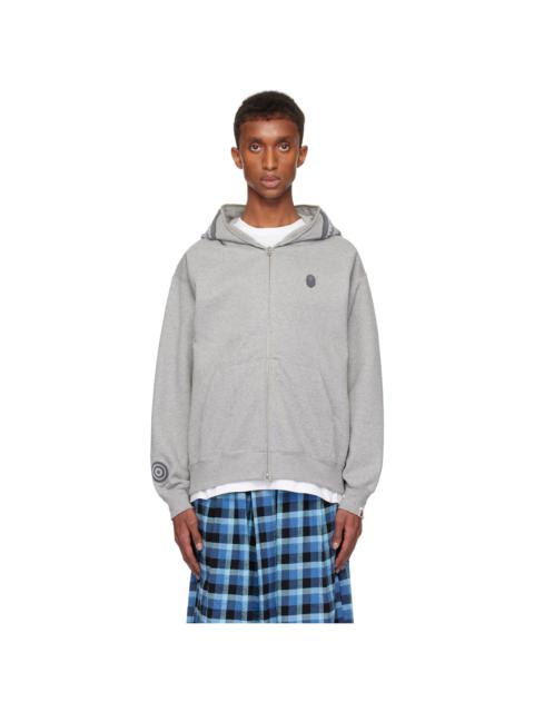 A BATHING APE® Gray Ape Head One Point Shark Zip Hoodie