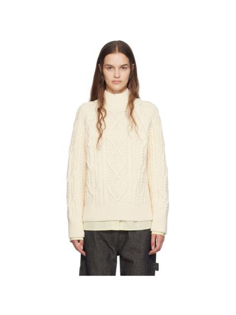 BOSS Off-White Mock Neck Sweater