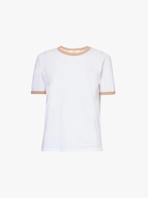 Short-sleeved contrast-trim cotton-jersey T-shirt