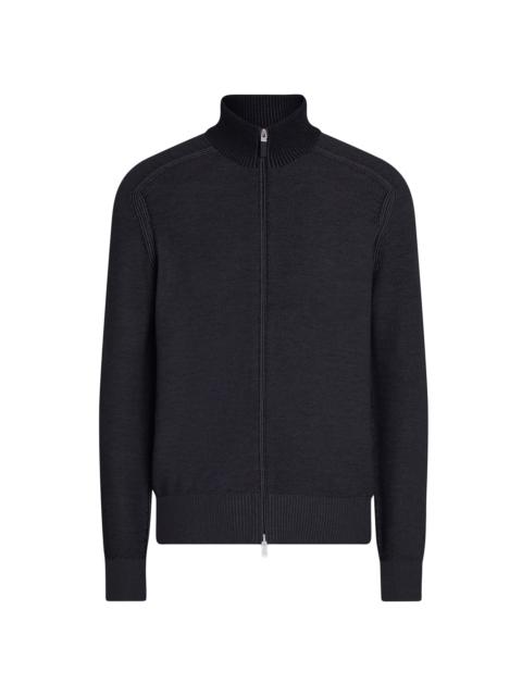 ZEGNA Men's Cashseta Full Zip Cardigan - Navy Blue