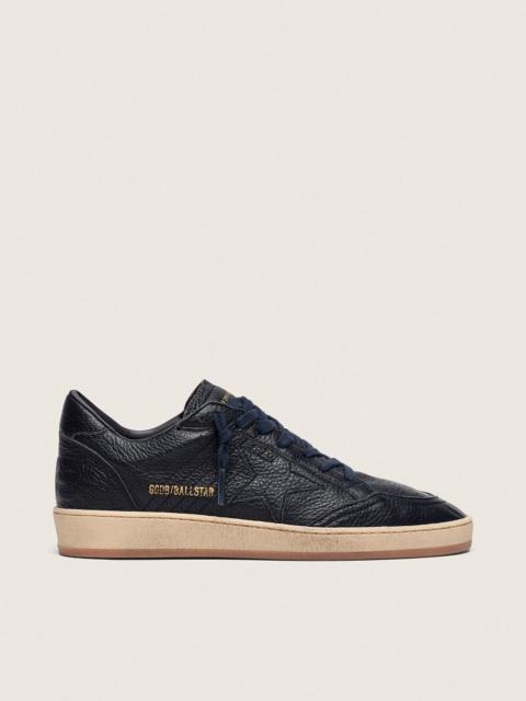 Men's Ball Star in navy-blue leather with tone-on-tone leather star