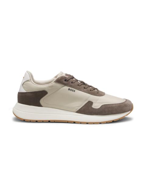 BOSS LACE-UP SNEAKERS IN LIGHTWEIGHT FABRIC WITH SUEDE TRIMS