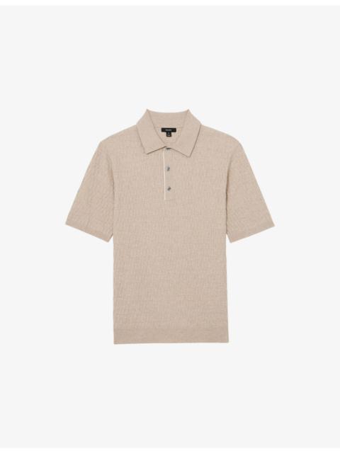 REISS Era Half-Button Textured-Knit Polo