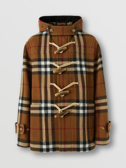 Burberry Check Technical Wool Oversized Duffle Coat