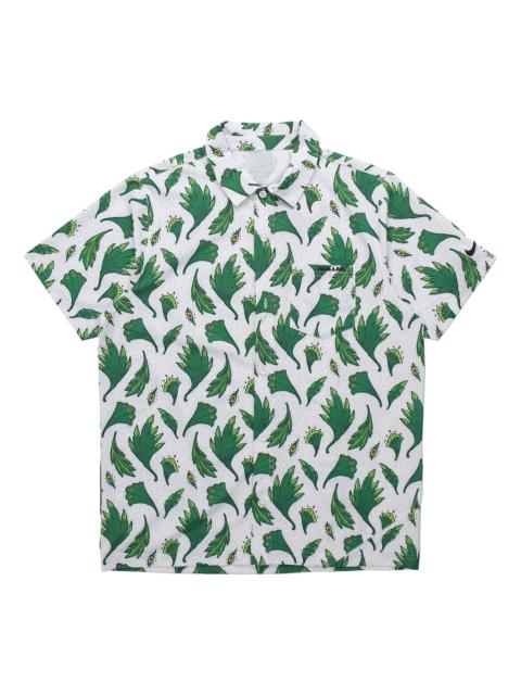 Nike Men's Nike Nigeria Feather Printing Woven Short Sleeve White Shirt CU1417-100