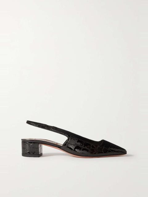 AQUAZZURA Ginza 35 croc-effect patent-leather slingback pumps