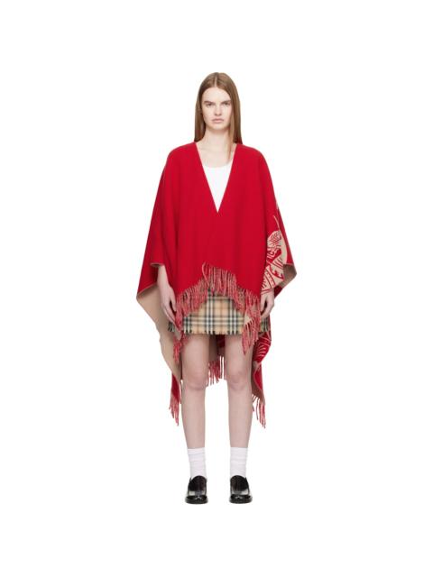 Burberry Red EKD Wool Cashmere Cape
