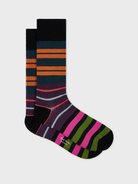 Paul Smith Black Mixed Block Stripe Socks