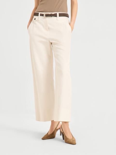 Cotton and linen cover cropped chino trousers with monili