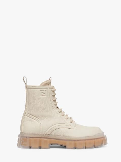 FENDI Beige leather ankle boots