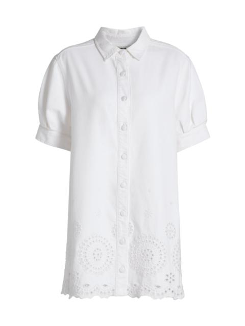 FRAME Women's The Eyelet Play Cotton-Blend Mini Shirtdress - White
