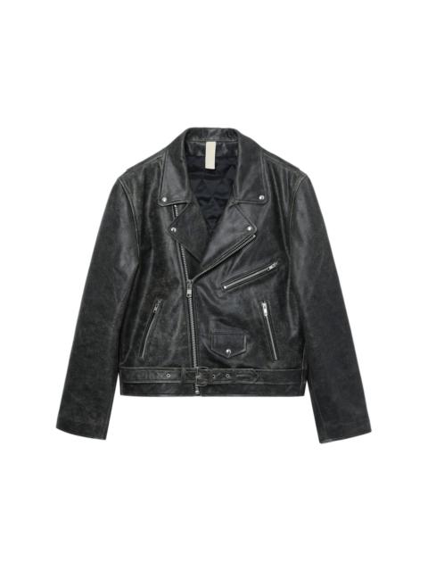 SUNFLOWER faded leather biker jacket