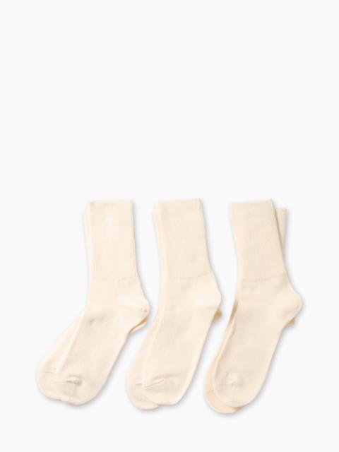 ROTOTO® ROTOTO R1427 ORGANIC DAILY 3-PACK RIBBED CREW SOCKS IVORY