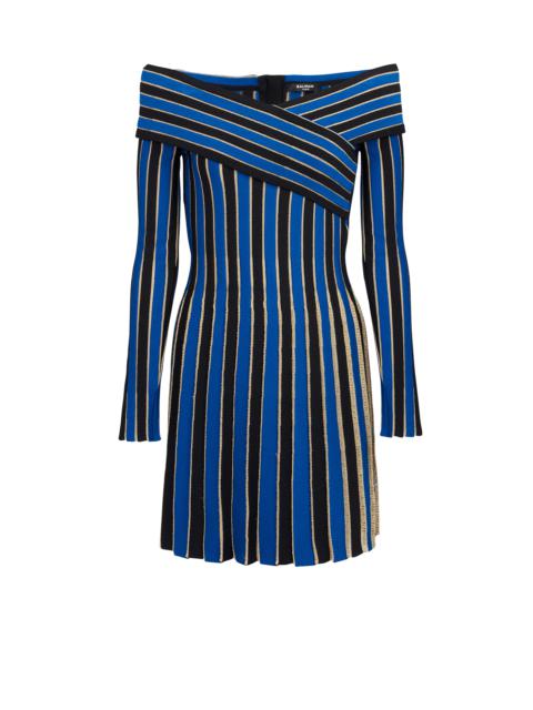 Balmain Metallic striped knit dress