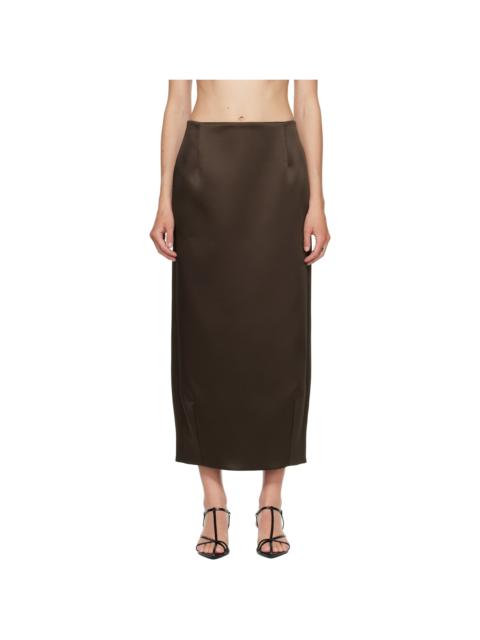 RÓHE Brown Balloon Column Midi Skirt