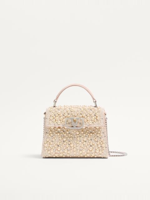 Valentino VALENTINO GARAVANI VSLING MINI HANDBAG WITH PEARLS, RHINESTONES AND JEWEL LOGO