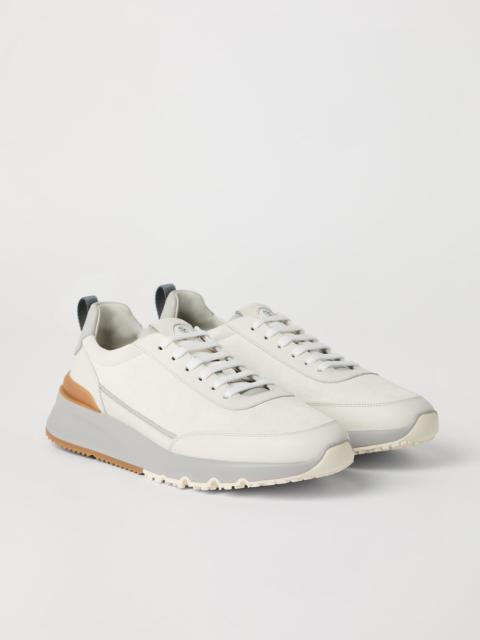 Brunello Cucinelli Washed suede and semi-polished calfskin runners