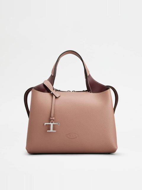 Tod's BAULETTO BAG IN LEATHER SMALL - PINK, BURGUNDY