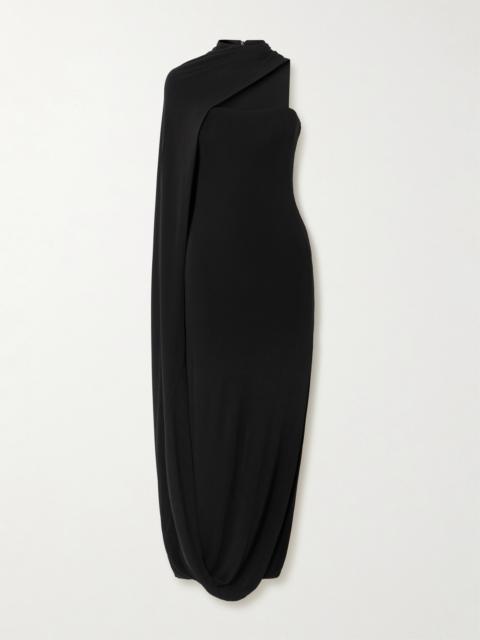Cult Gaia Corsica Strapless Cape-effect Stretch-crepe Maxi Dress