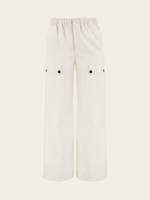 FERRAGAMO Drawstring linen trouser with applied pockets