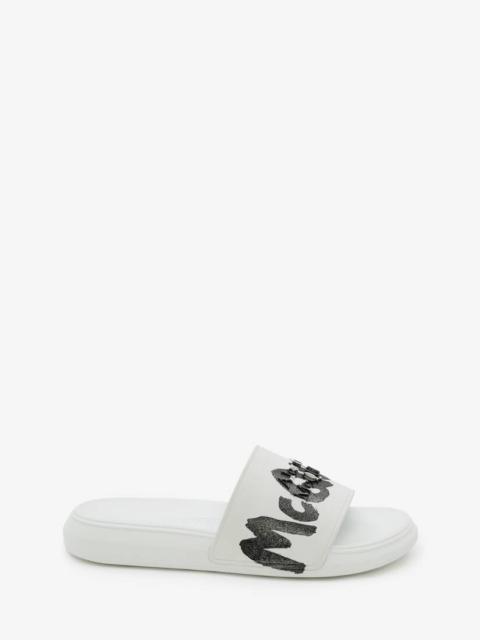 Alexander McQueen Oversized Rubber Slide in White/black