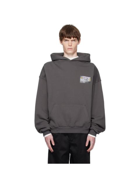 We11done Gray Cassette Tape Print Hoodie