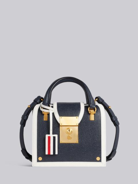 Thom Browne Navy Pebble Grain Leather Contrast Leather Frame Mrs. Thom Mini Bag