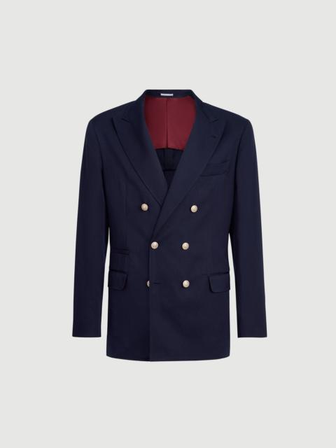 Brunello Cucinelli Délavé silk and linen twill one-and-a-half breasted deconstructed blazer with metal buttons