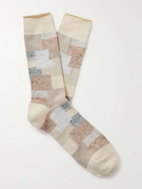 ANONYMOUSISM Patchwork Jacquard-Knit Cotton-Blend Socks