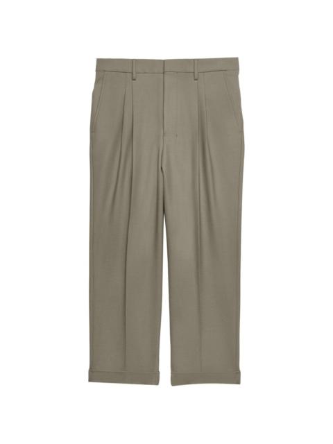 AMI Paris box-pleated cropped trousers