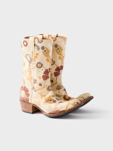 Prada Printed fabric boots