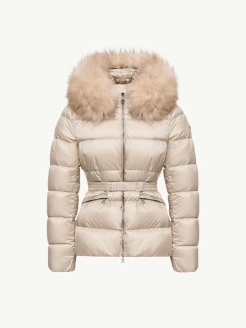 Moncler Boed Hooded Shearling-Trimmed Short Down Jacket