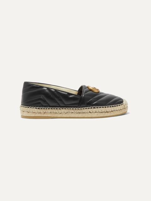 GUCCI Logo-embellished quilted leather espadrilles