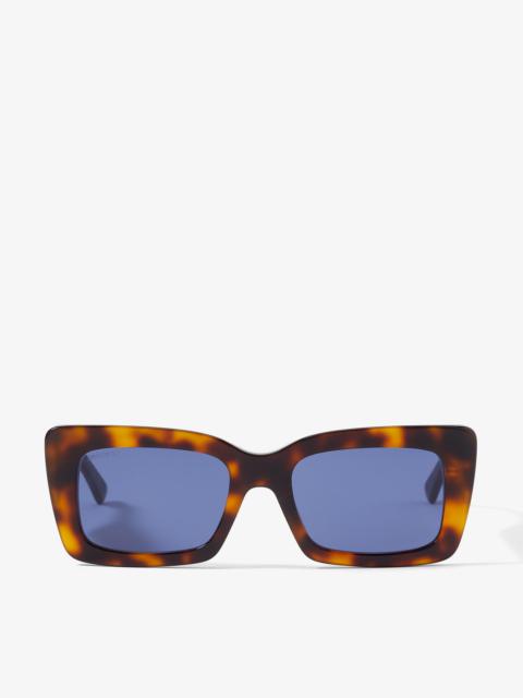 JIMMY CHOO Vita
Dark Havana Square-Frame Sunglasses with Blue Lenses