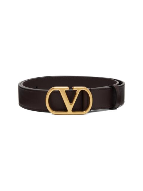 Valentino Brown VLogo Signature Calfskin Belt