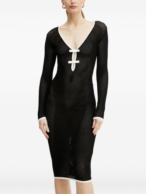 ELISABETTA FRANCHI mesh-paneled V-neck midi dress