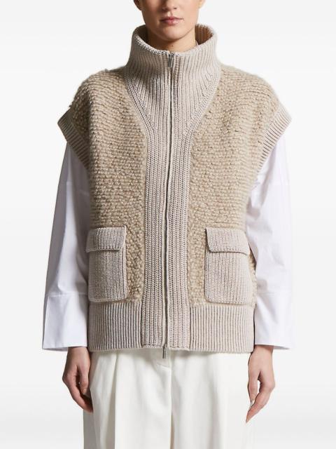 PESERICO high-neck flap-pocket knitted vest