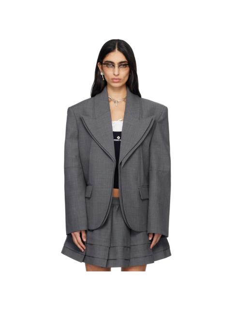 SHUSHU/TONG Gray Peak Lapel Oversized Blazer