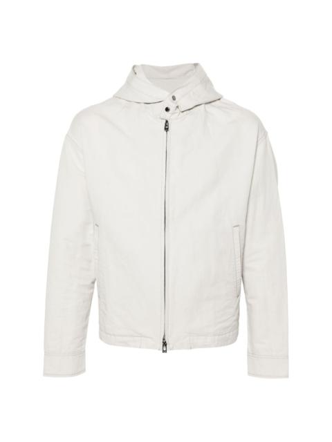 zip-up hooded jacket