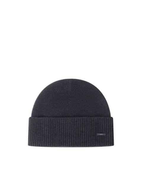BOSS logo-plaque ribbed beanie hat