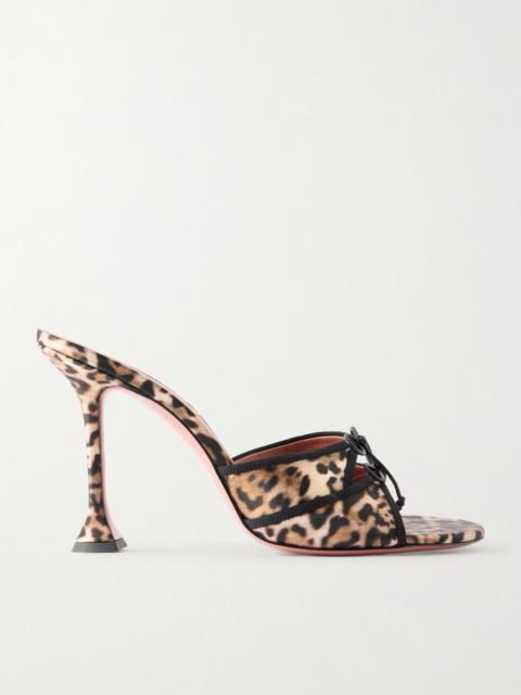 Amina Muaddi Eleonora Bow-detailed Leopard-print Satin Mules