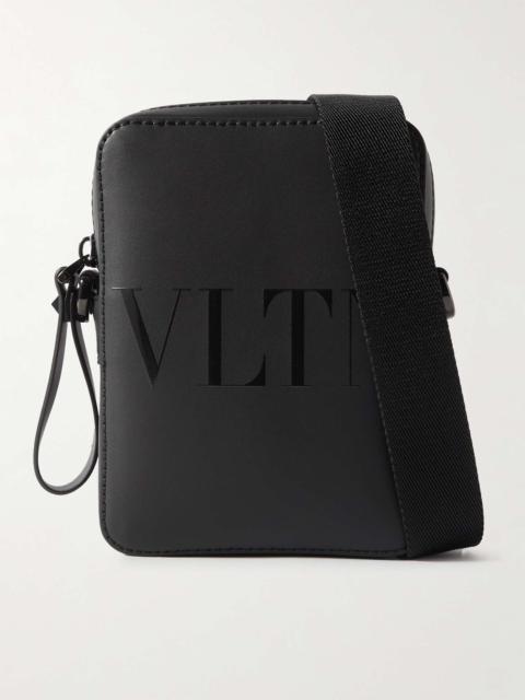 Valentino Small Logo-Print Leather Messenger Bag