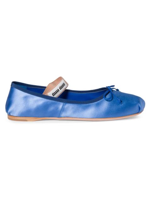 Miu Miu Women's Satin Ballerinas - Blue