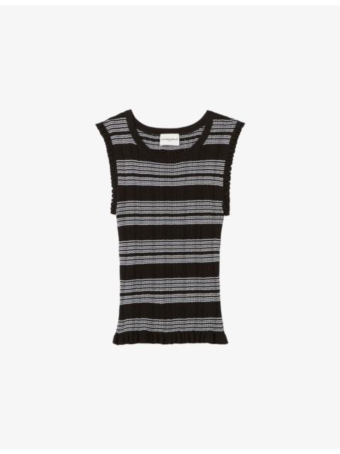 Claudie Pierlot Striped Ribbed Knitted Top