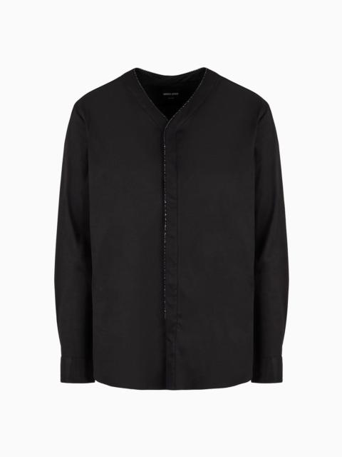 GIORGIO ARMANI Giorgio's silk interlock shirt with rhinestone piping