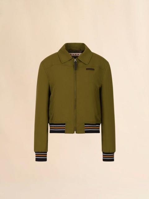 Marni GREEN TROPICAL WOOL BOMBER JACKET