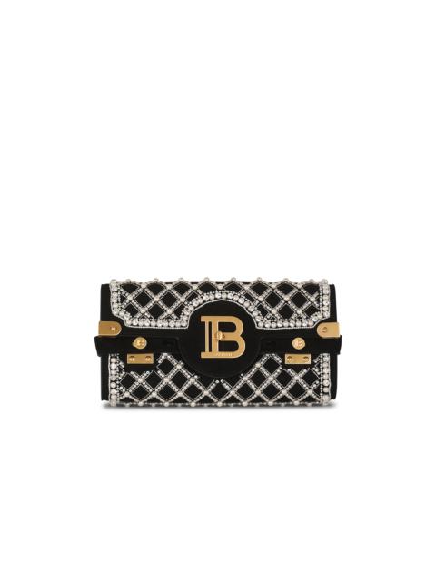Suede and embroidered pearl B-Buzz 23 clutch bag