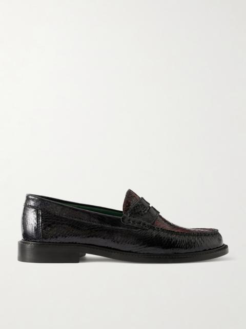 VINNY’s Yardee Snake-Effect Patent-Leather Loafers