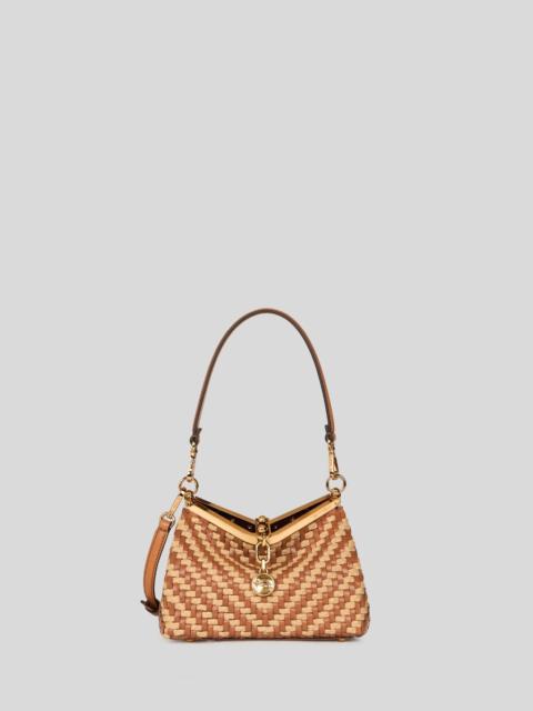 Etro SMALL WOVEN LEATHER AND RAFFIA VELA BAG