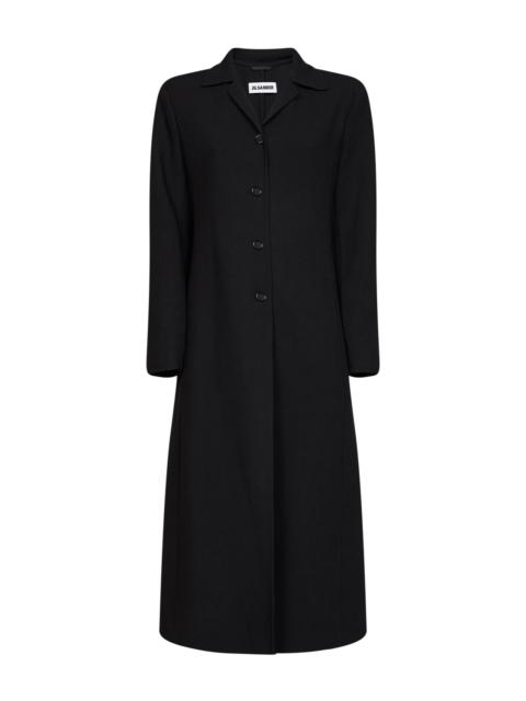 Jil Sander Black virgin wool long single-breasted coat